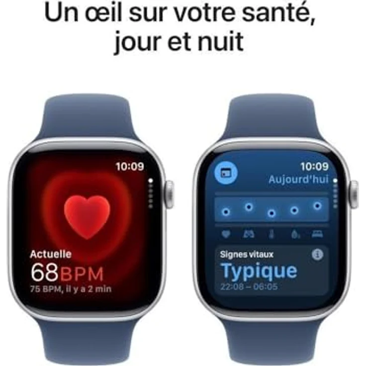 Apple Watch Series 10, 46 mm, GPS, Aluminiumgehäuse Silber, Sportarmband Denim, S/M – Bild 5