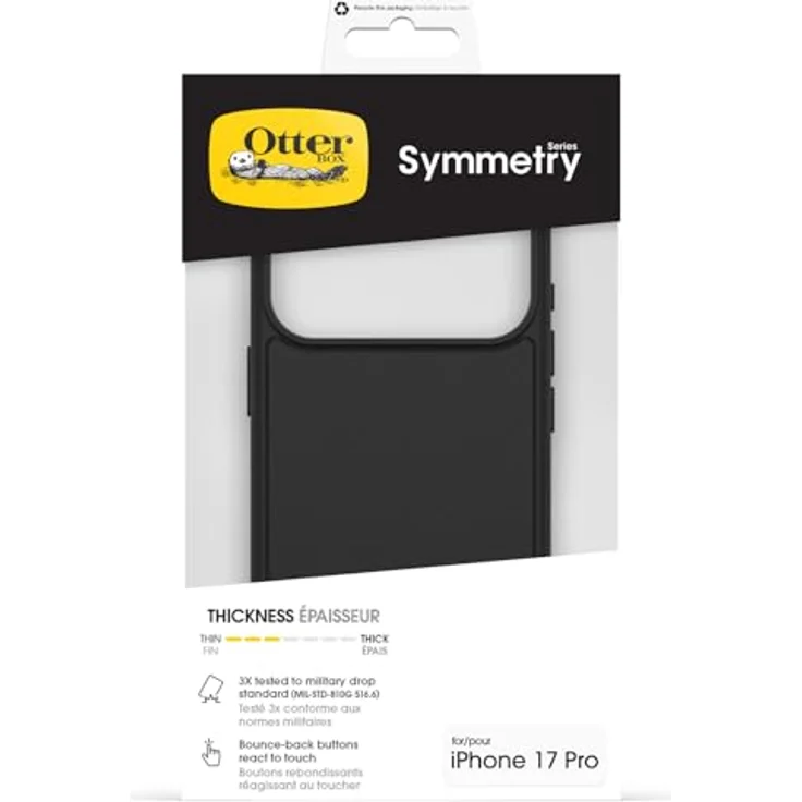 OtterBox Symmetry Series MagSafe Hülle für iPhone 17 Pro, stoßfest, 3X Militärstandard getestet, Schwarz – Bild 5