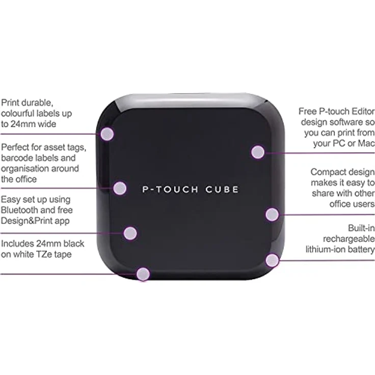 Brother PT-P710BT Etikettendrucker, P-Touch Cube Plus, Etikettierer, Verbindbar (PC und Bluetooth) – Bild 2