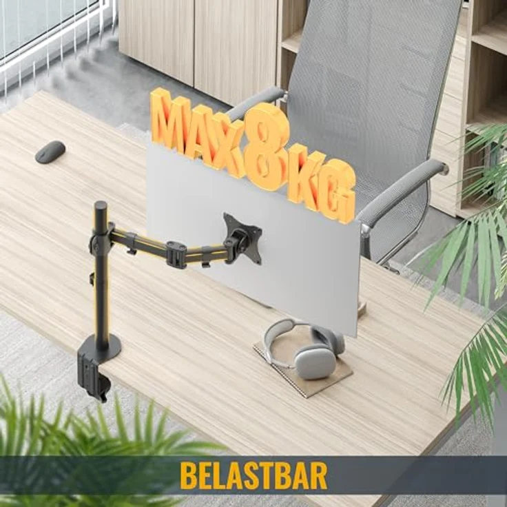 RICOO Monitor Tischhalterung für Monitore Monitorhalterung TS5711 Universal Monitorständer Schwenkbar Neigbar Höhenverstellbar Schreibtisch Bildschirmständer Bildschirm Tisch Ständer Monitorhalterungen VESA 75x75 100x100 / Schwarz – Bild 6