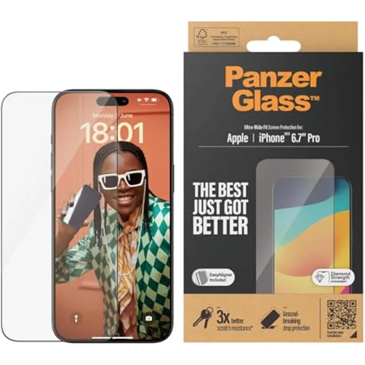 Panzer Glass PanzerGlass Displayschutz für Apple iPhone 15 Pro Max, Schutzfolie mit hoher Transparenz und Kratzfestigkeit – Bild 1