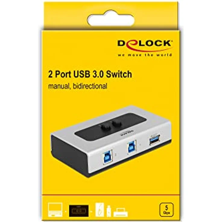 DeLock Switch USB3.0 2 port manual bidirectional - USB-Umschalter für die gemeinsame Nutzung von Peripheriegeräten - 2 x SuperSpeed USB3.0 - Desktop (87667) – Bild 3