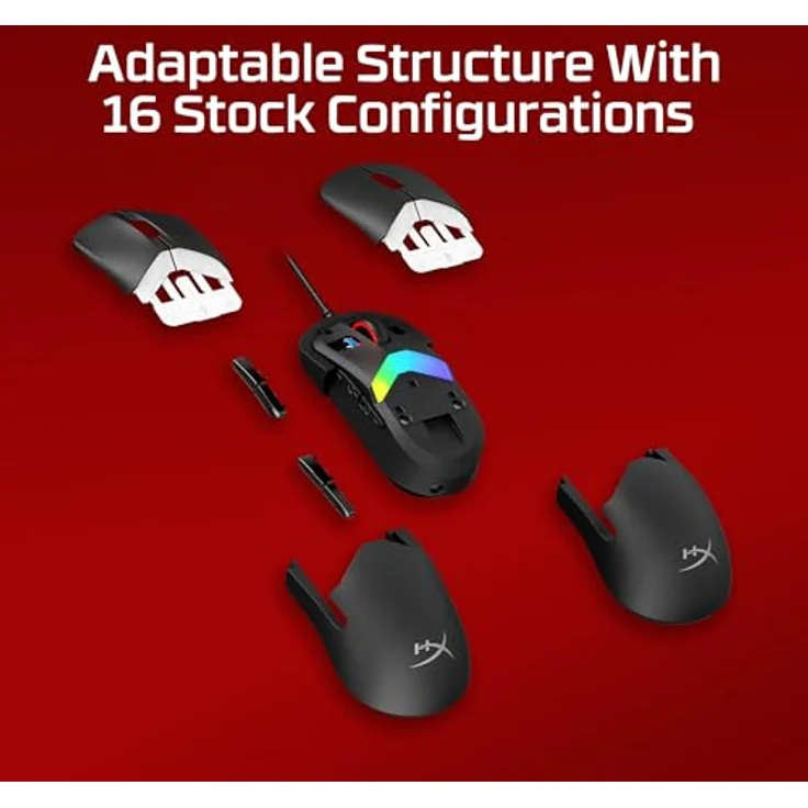 HyperX Pulsefire Saga Gaming Maus – Modulare Gaming-Maus, bis zu 26.000 DPI, 8K Polling Rate, Optical Switches, RGB-Beleuchtung, Leichtgewicht 69g, kompatibel mit PC, PS5 & Xbox, Schwarz – Bild 2