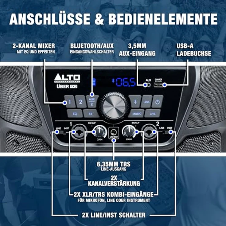 Alto Professional UBER FX2, Aktiver PA Lautsprecher mit 200 W Leistung, tragbar, Bluetooth, Schwarz – Bild 5