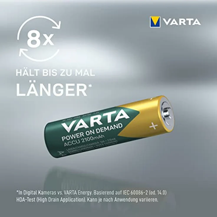 VARTA Akku Ladegerät inkl. 4X AA 2100mAh Akku, Batterieladegerät für AA/AAA/9V & USB Geräte, Power on Demand LCD Charger+, Einzelschachtladung  – Bild 5