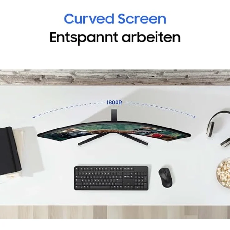 Samsung S36GD Essential Curved Monitor 27 Zoll, PC-Bildschirm mit VA-Panel, Full HD-Auflösung, 4 ms Reaktionszeit, Bildwiederholrate 100 Hz, Flicker Free, Schwarz – Bild 5