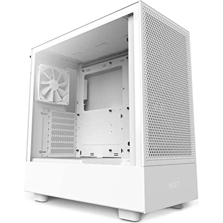 NZXT H5 Flow RGB - CC-H51FW-R1 - ATX Mid-Tower Gaming PC-Gehäuse - USB-C Port - Mesh Front- & Tempered Glass Seitenteil - 2X F-Series 140mm Core RGB Fans inklusive - Wasserkühlung Ready - Weiß – Bild 2