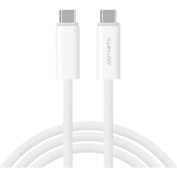 4Smarts USB-C auf USB-C Kabel PremiumCord, 1,5 m, 240 W mit E-Mark-Chip, Weiß, Hochgeschwindigkeits-Datenübertragung 10 Gbps