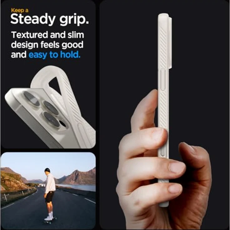 Spigen iPhone 16 Pro Hülle [rutschfest] Liquid Air Case - Natural Titanium – Bild 4
