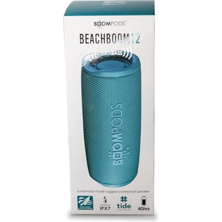 Boompods Beachboom 12, Bluetooth Lautsprecher mit 40h Akkulaufzeit, IPX7 wasserdicht, robust, blau – Bild 1