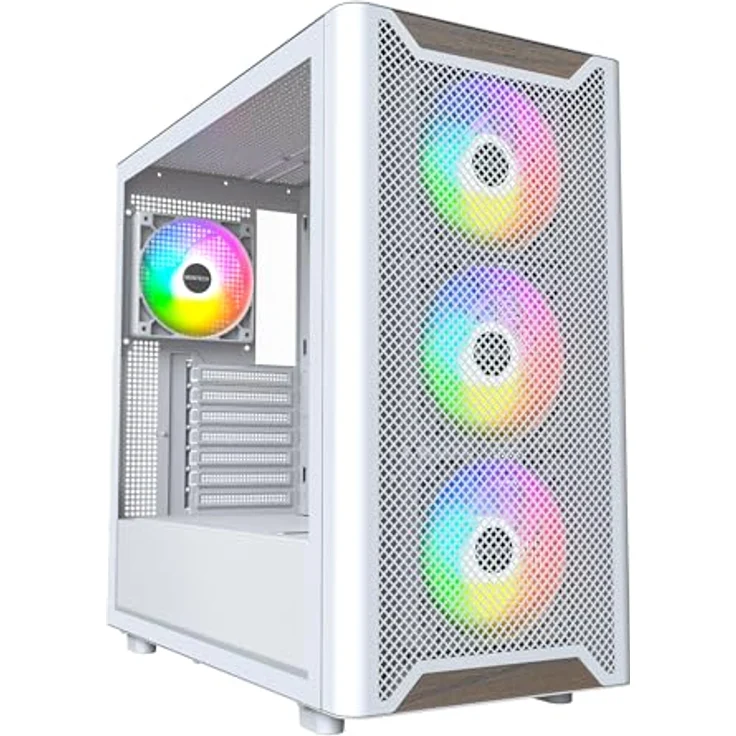 Montech XR Wood Midi-Tower PC-Gehäuse, ATX, ARGB, Tempered Glass - weiß – Bild 1