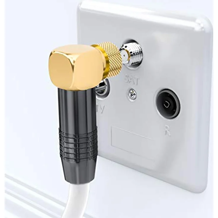 deleyCON 1,5m SAT Antennenkabel PREMIUM HDTV Satellitenkabel gewinkelt Koaxialkabel - F-Stecker (90° Grad) zu F-Stecker (90° Grad) - Weiß - METALL vergoldet – Bild 7