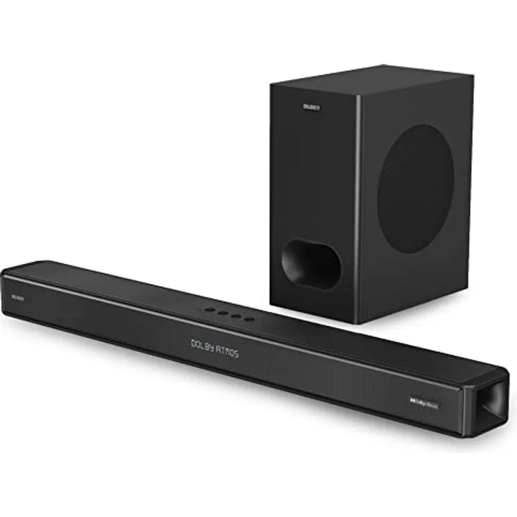 MAJORITY Dolby Atmos 2.1.2 Soundbar mit Subwoofer 400 Watt, HDMI ARC, Bluetooth Soundbar für TV Geräte, Dolby Atmos Soundsystem, Kabelloser Subwoofer 3D Audio Lautsprecher, Optical, AUX Sierra Plus
