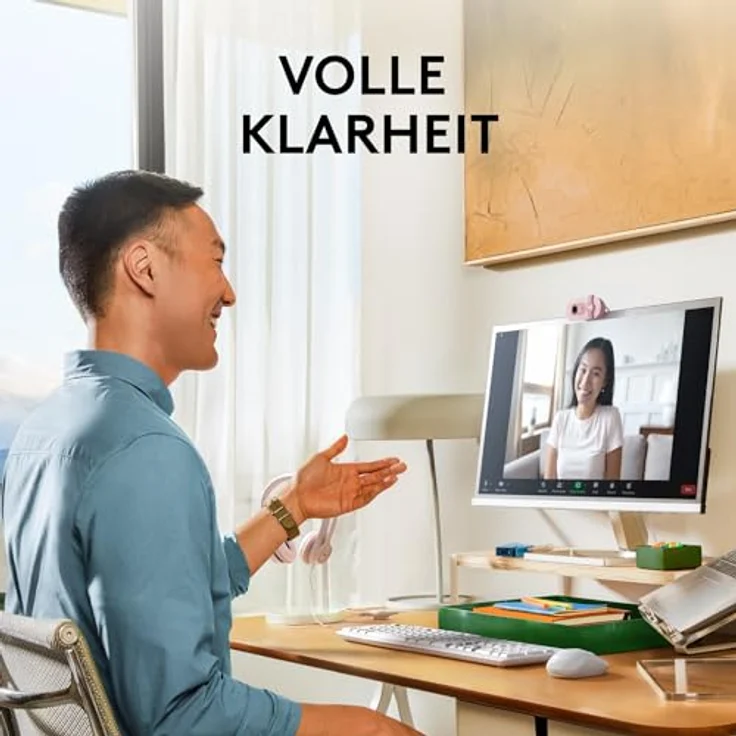 Logitech Brio 100 Full HD-Webcam für Meetings und Streaming, Auto-Lichtausgleich, integriertes Mikrofon, Abdeckblende, USB-A, für Microsoft Teams, Google Meet, Zoom und mehr - Rosa – Bild 2