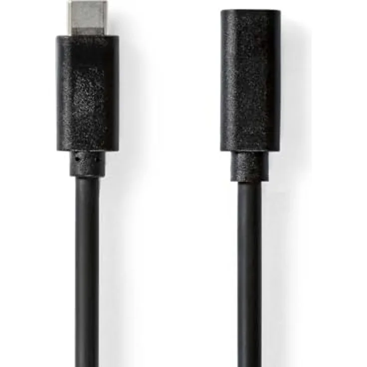 NEDIS USB-Kabel USB 3.2 Gen 1, USB-C Stecker auf USB-C Buchse, 4K@60Hz, 5 Gbps, 2.00 m, rund, vernickelt, Schwarz