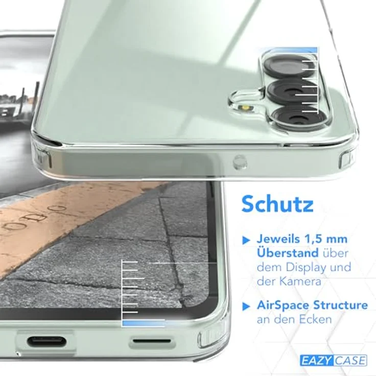 EAZY CASE Hülle für Samsung Galaxy A16 5G, Ultra dünnes Slimcover, klare Silikon Schutzhülle mit Air Protect und Kameraschutz, transparent – Bild 4