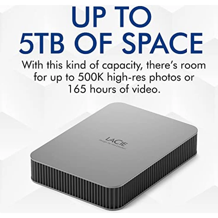 LaCie MOBILE DRIVE V2 Moon 4TB tragbare externe Festplatte, 2.5 Zoll, Mac & PC, silber, inkl. 2 Jahre Rescue Service, Modellnr.: STLP4000400 – Bild 2