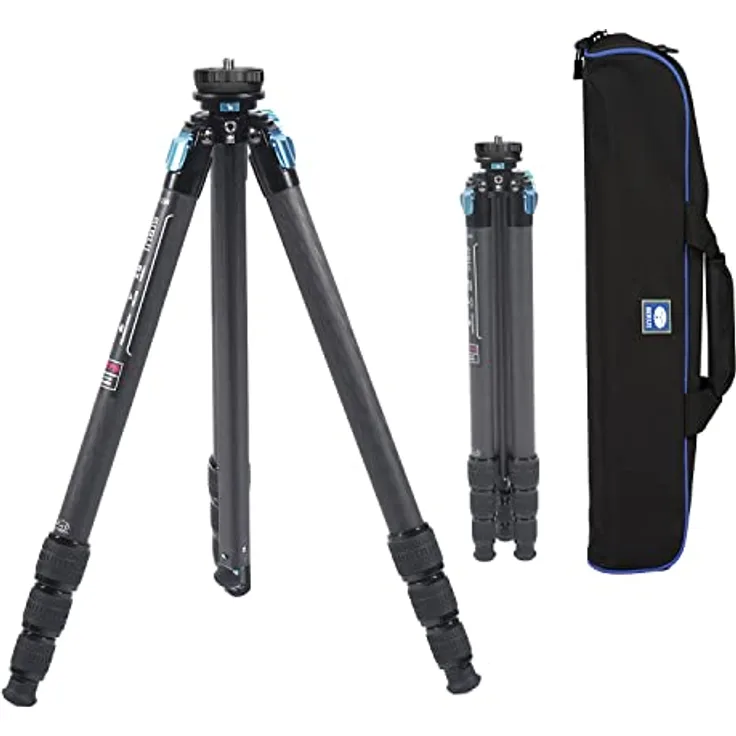 SIRUI Wasserdichtes Carbonfaser-Stativ, 175CM Professionelles Schwerlast-Kamerastativ mit dreieckiger Mittelsäule, großes Rohr für DSLR, Camcorder, Belastung 15kg (ST-224)