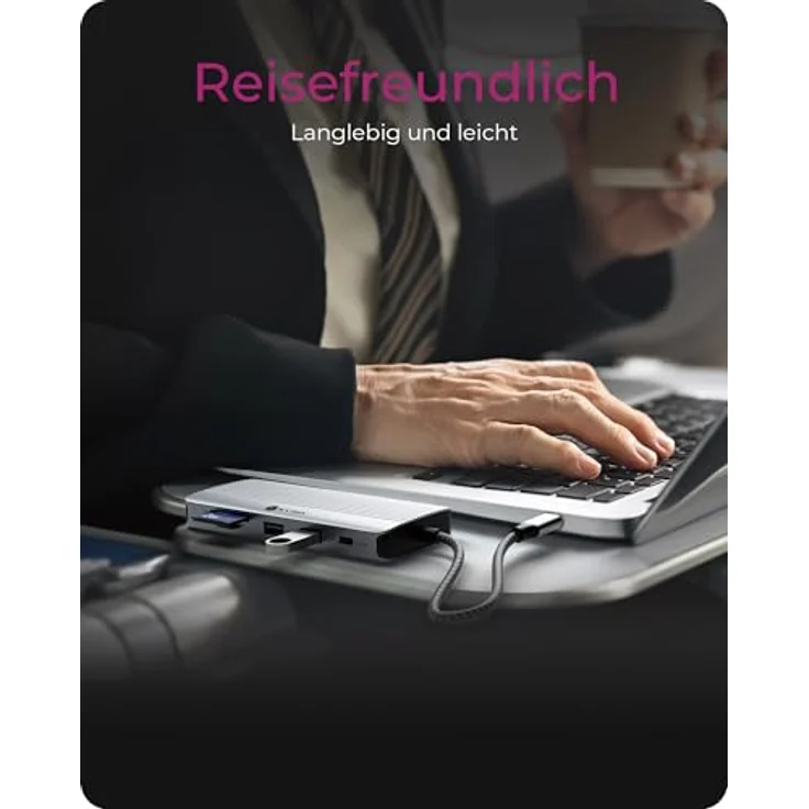 ICY BOX IB-DK4040a-CPD, USB-C Docking Station (10-in-1) mit 1x HDMI (4K 60 Hz), 1x VGA (2K 60 Hz), 3x USB-A, 1x USB-C, SD/microSD Kartenleser, Gigabit Ethernet, 100W Power Delivery, Aluminiumgehäuse – Bild 4