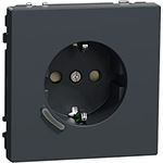 Merten - Wiser Connected Schuko-Steckdose 16A TPL Anthrazit System Design, Smart Steckdose, Kompatibel mit Amazon Alexa und Google Home, Smart Home WiFi Steckdose, MEG2380-6034, Thermoplast lackiert