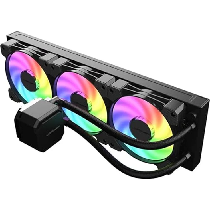 LC-Power LC-CC-360-B-ARGB JetFlow Series, 360mm CPU Wasserkühler mit RGB-Beleuchtung, max. Luftstrom 70 cfm, leise 18 dB, schwarz – Bild 2