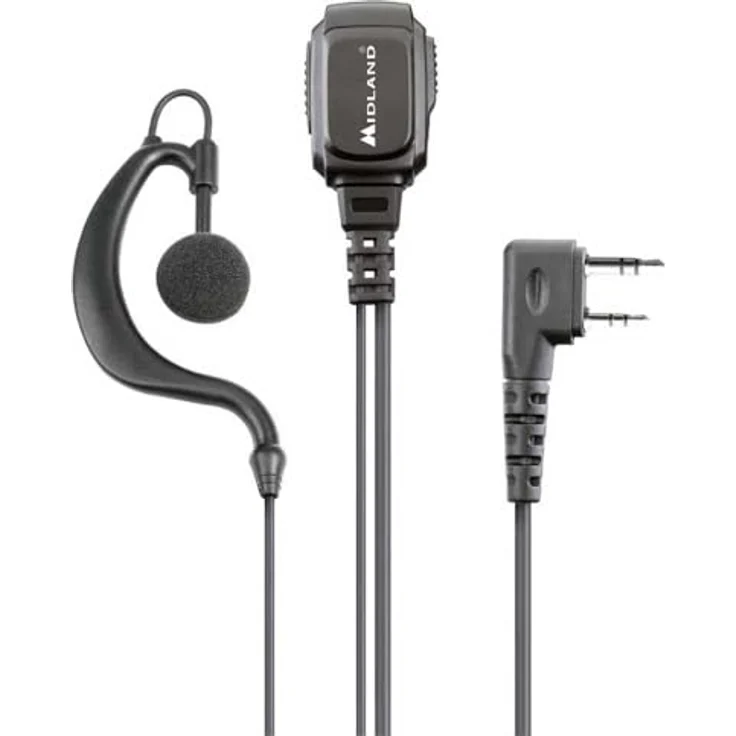 Midland MA21-LK PRO, Kabelgebundenes schwarzes monaurales Headset mit Bügelmikrofon, ergonomisch und robust für Funkgeräte mit Kenwood-Schaltung – Bild 1