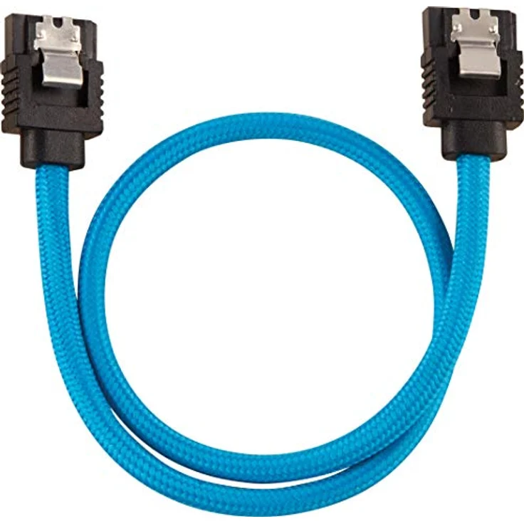 CORSAIR Premium Sleeved - SATA-Kabel - Serial ATA 150/300/600 - SATA (M) straight, latched bis SATA (M) straight, latched - 30cm - Blau (Packung mit 2) (CC-8900251) – Bild 3