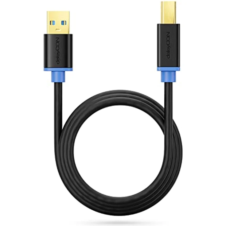 deleyCON 1m USB 3.0 Super Speed Kabel USB A-Stecker zu USB B-Stecker Datenkabel bis zu 5 Gbit/s für z.B. Drucker Scanner Multifunktionsdruckern Schwarz – Bild 5