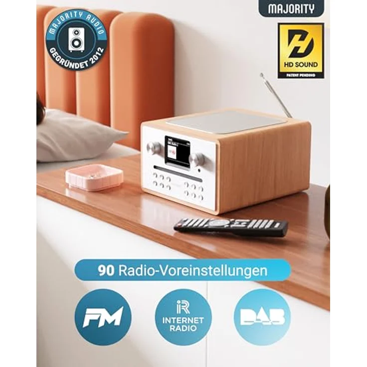 Majority Homerton Internetradio WLAN mit CD-Player, DAB+, UKW, Bluetooth, Farbdisplay und Fernbedienung – Bild 2