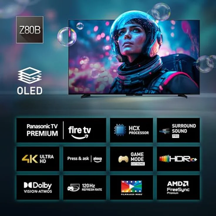 Panasonic Premium TV-55Z80BEZ, 55 Zoll 4K Ultra HD OLED Smart TV mit Dolby Vision & Atmos, Game Mode Extreme, Fire TV, Alexa & Apple Support, Schwarz – Bild 2