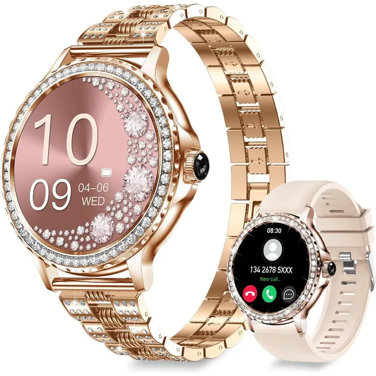 Fitoncloud Damen Smartwatch mit Telefonfunktion, 1.3" HD Touchscreen, 120+ Sportmodi, Herzfrequenz, Blutdruck, SpO2 & Schlafmonitor