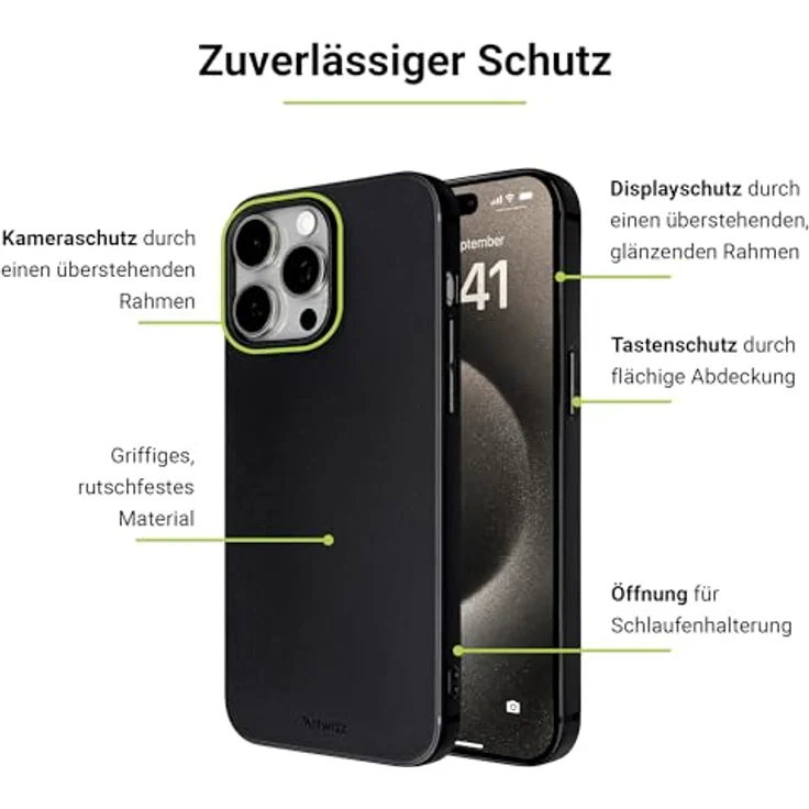 Artwizz TPU Case Schutzhülle kompatibel mit iPhone 15 Pro Max - Elastische Hülle, Kratzresistent, Ultra-Dünn - Matt-Schwarz – Bild 3