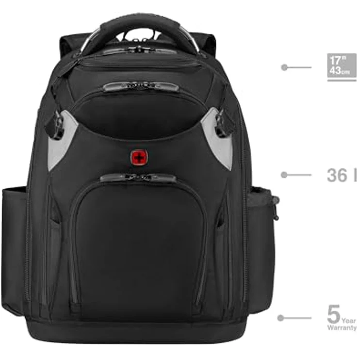 Wenger Tool Backpack Pro, Notebook Rucksack für bis zu 43,2 cm (17 Zoll), Schwarz mit USB-Anschluss und herausnehmbarer Werkzeugtrage – Bild 3