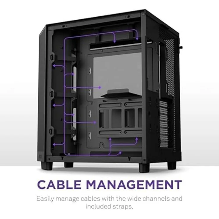 NZXT H6 Air Flow Mid Tower (ATX), PC Gehäuse, Schwarz, mit 3x 120 mm installierten vorderen Ventilatoren – Bild 8