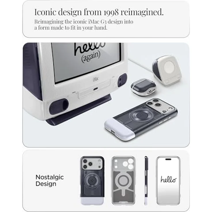 Spigen iPhone 17 Pro Max Hülle Classic C1, Retro-Futuristisches Design mit 6-Lagen Schutz und MagFit Kompatibilität - Graphite – Bild 3