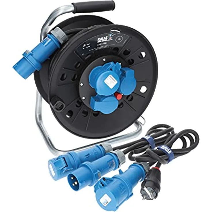 KALLE DAS KABEL CEE-Campingkabeltrommel KTG mit Adapter, IP44, 25m H07RN-F 2,5mm², Blau