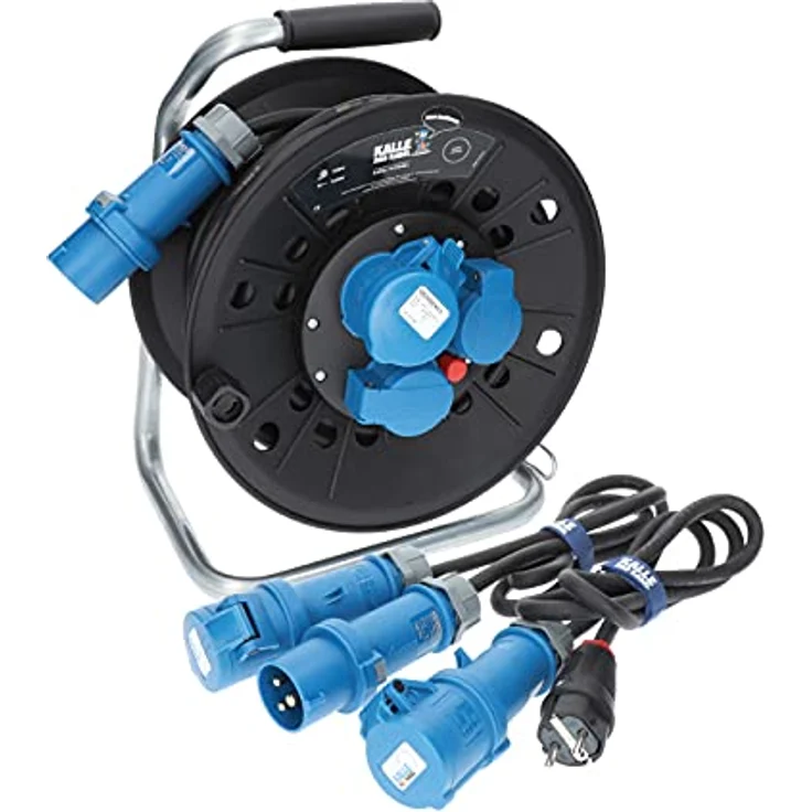 KALLE DAS KABEL CEE-Campingkabeltrommel KTG mit Adapter, IP44, 25m H07RN-F 2,5mm², Blau – Bild 1