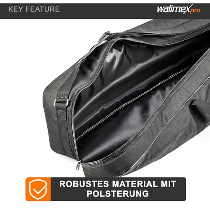 Walimex pro Stativtasche 98 cm für Max. 4 Studiostative bis 96 cm - Tragetasche mit Schultergurt, Praktisch und komfortabel, Dicker Polsterung, Aussen: 98x18x16 cm, Innen 96 x 17 x 14 cm – Bild 7