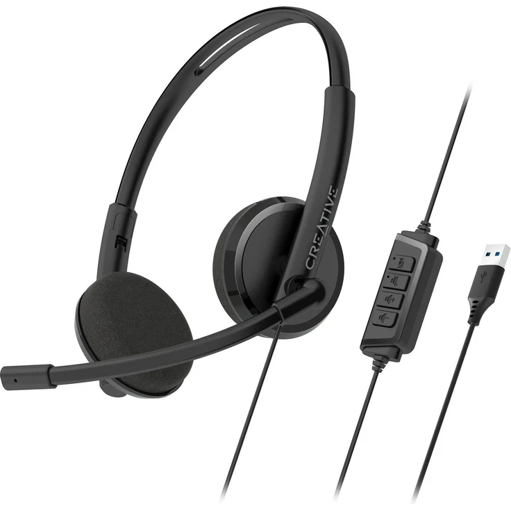 Creative HS-220 USB-Kopfhörer Headset, OnlineMeeting-Optimiert, Plug-and-Play, Noise Cancelling-Mikrofon, Schwarz – Bild 1