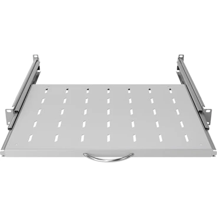 STALFLEX Server Netzwerkschrank 19 Zoll 1U, Hochbelastbarer Stahl, Universell Ausziehbares Belüftetes Rackmontage Kragarmtablett, 350mm Fachboden – Bild 5