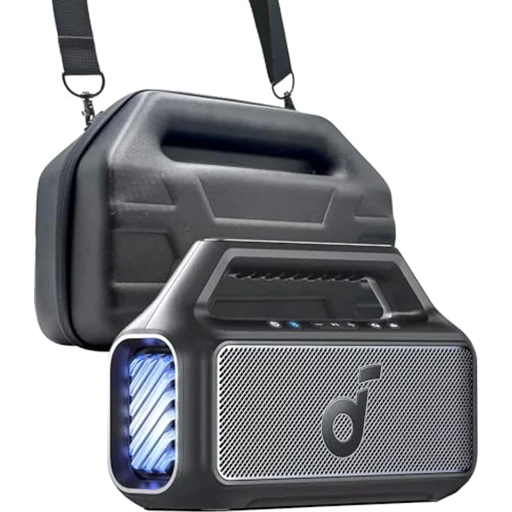 ENCASED Tragetasche für Anker Soundcore Boom 2, Hartschalen-Schutzhülle aus EVA mit Griff und Schultergurt, schwarz – Bild 1