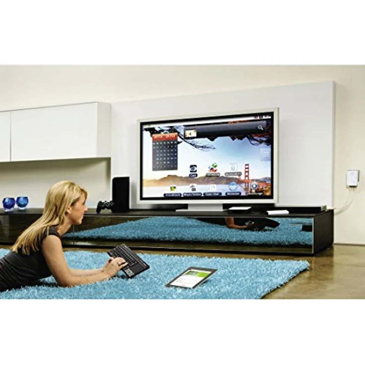 Thomson Funk-Tastatur für Panasonic Smart-TV mit 4in1 Universal-Fernbedienung (für TV-STB-Audio-PC, inkl. Touchpad-Maus, QWERTZ, beleuchtet, Multimedia-Tasten, lernfähig, Wireless, 2,4GHz) schwarz – Bild 5