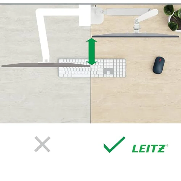 Leitz Ergo Doppel-Monitorarm mit Laptophalterung, platzsparend für 17–32 Zoll, dreh- und kippschonend, 18 kg Tragkraft, Hellgrau, 65380085 – Bild 3