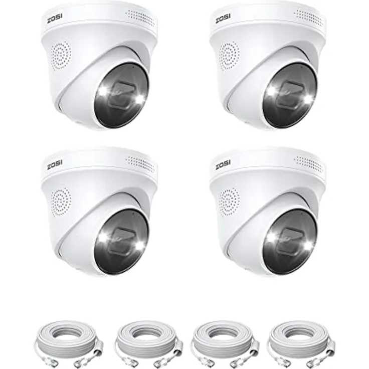 ZOSI 4X 5MP PoE IP Überwachungskamera Aussen, Zusatzkamera mit Spotlight PoE NVR System, Personen-/Fahrzeugerkennung, Farbe: Nicht spezifiziert