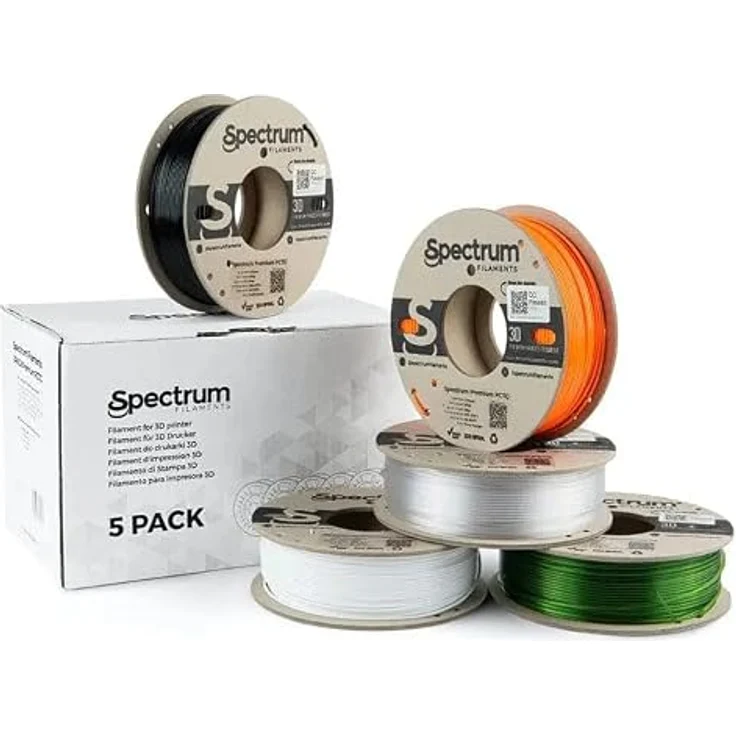 Spectrum PCTG 5 Pack, 3D Filament 1.75 mm, 1250 g, weiß, Kartonspulen – Bild 4