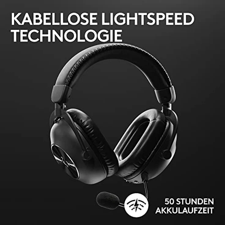 Logitech G PRO X 2 LIGHTSPEED Wireless Gaming Headset, abnehmbares Boom-Mic, 50-mm-Graphen-Treiber, DTS:X-Kopfhörer 2.0–7.1 Surround, Bluetooth/USB/3,5 mm Aux, PC, PS5, PS4, Nintendo Switch - Schwarz – Bild 4