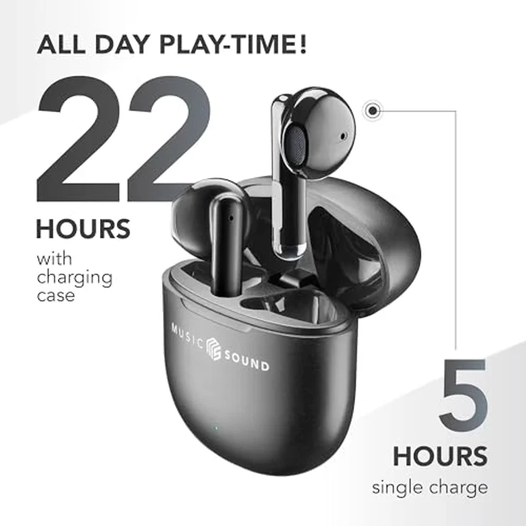 Music Sound Breeze, Kapselartiges Bluetooth-Headset, True Wireless Stereo (TWS), für Anrufe und Musik, 62 g, Schwarz – Bild 4