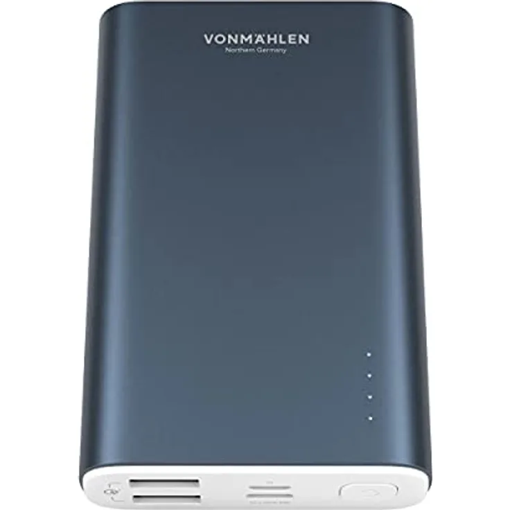 VONMÄHLEN Evergreen - Powerbank mit Qualcomm Quick Charge und Power Delivery - USB Powerbank inklusive USB-A zu USB-C Kabel - Kapazität 10000mah - lädt DREI Handyakkus gleichzeitig (Blau)