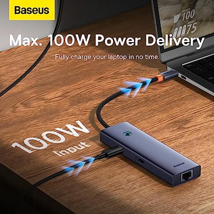 Baseus Hub 6w1 UltraJoy 6-Port (USB-C auf 1 x HDMI4K @ 30 Hz + 3 x USB 3.0 + 1 x PD + RJ45) – Bild 3