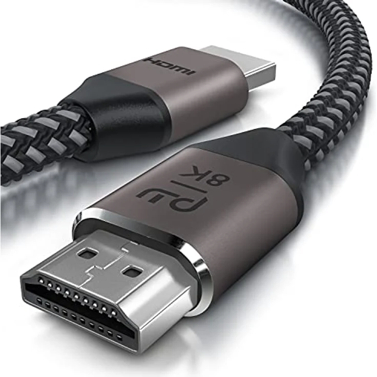8k HDMI Kabel 2.1 UHD II – 8k @ 120 Hz mit DSC - 7680 x 4320 - 4m (Meter) - 2k 4k 8k Highspeed mit Ethernet – HDR eARC VRR ALLM - HDMI-Kabel 2.1 - Stoffummantelung - kompatibel zu Blu Ray PS4 PS5 Xbox – Bild 1